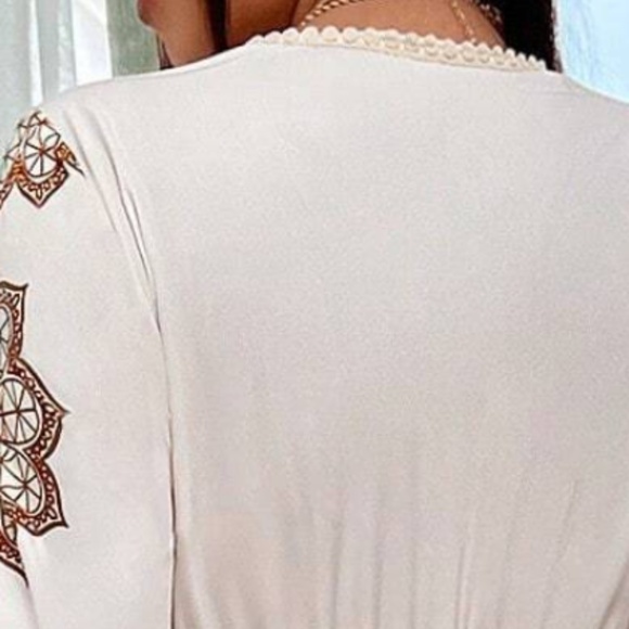 Plus Floral Print 1/2 Sleeve Ruffle Hem Maxi Dress - Picture 3 of 3